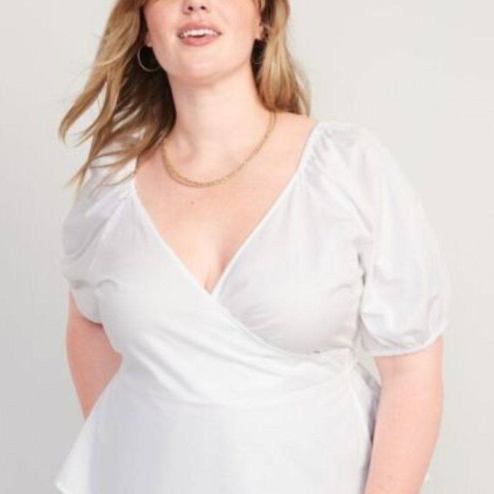Old Navy Puff Sleeved Wrap Blouse Short Sleeved - Size XXL